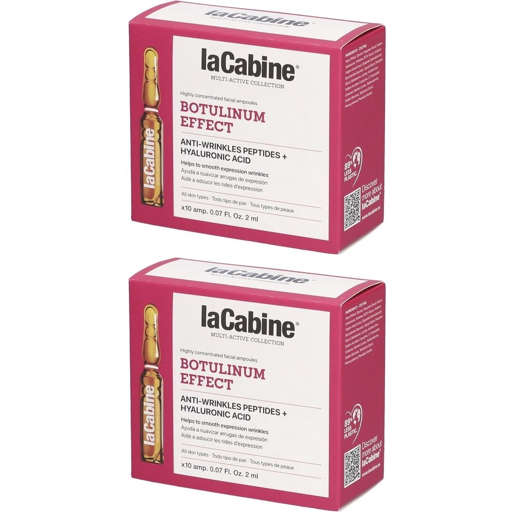 Deux boîtes roses laCabine BOTULINUM EFFECT. Chaque boîte contient une ampoule.