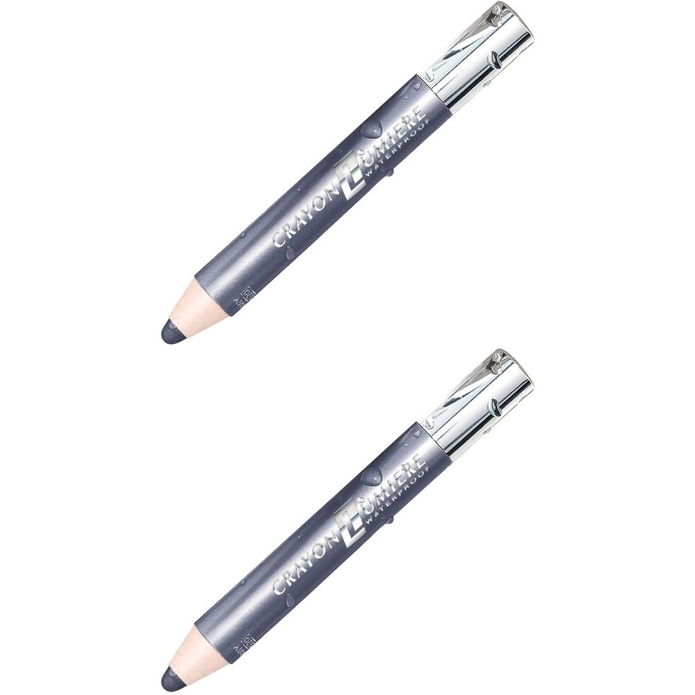 Deux crayons gris. Inscription: Crayon Lumière Waterproof. Capuchon argenté.