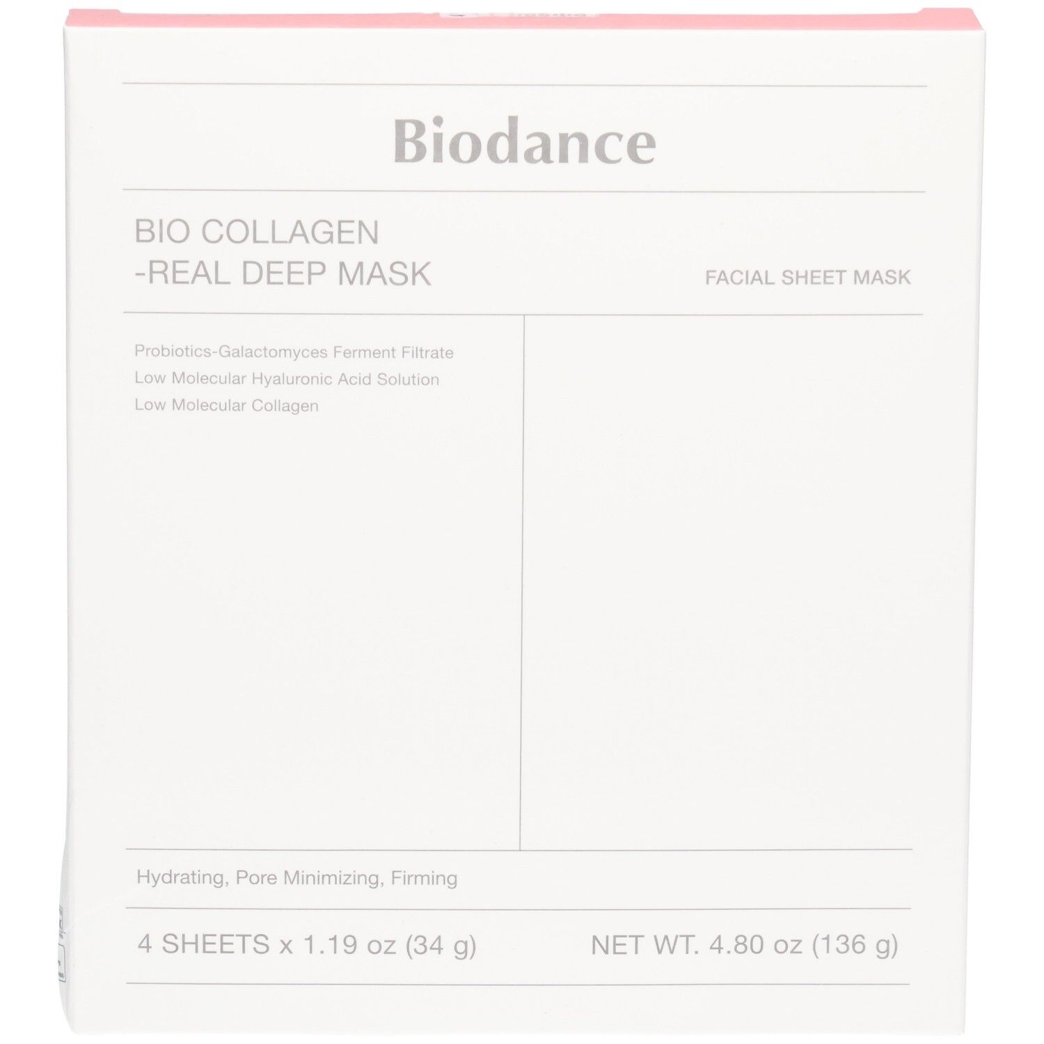 Avant de l'emballage Biodance Bio Collagen Real Deep Mask avec nom du produit.