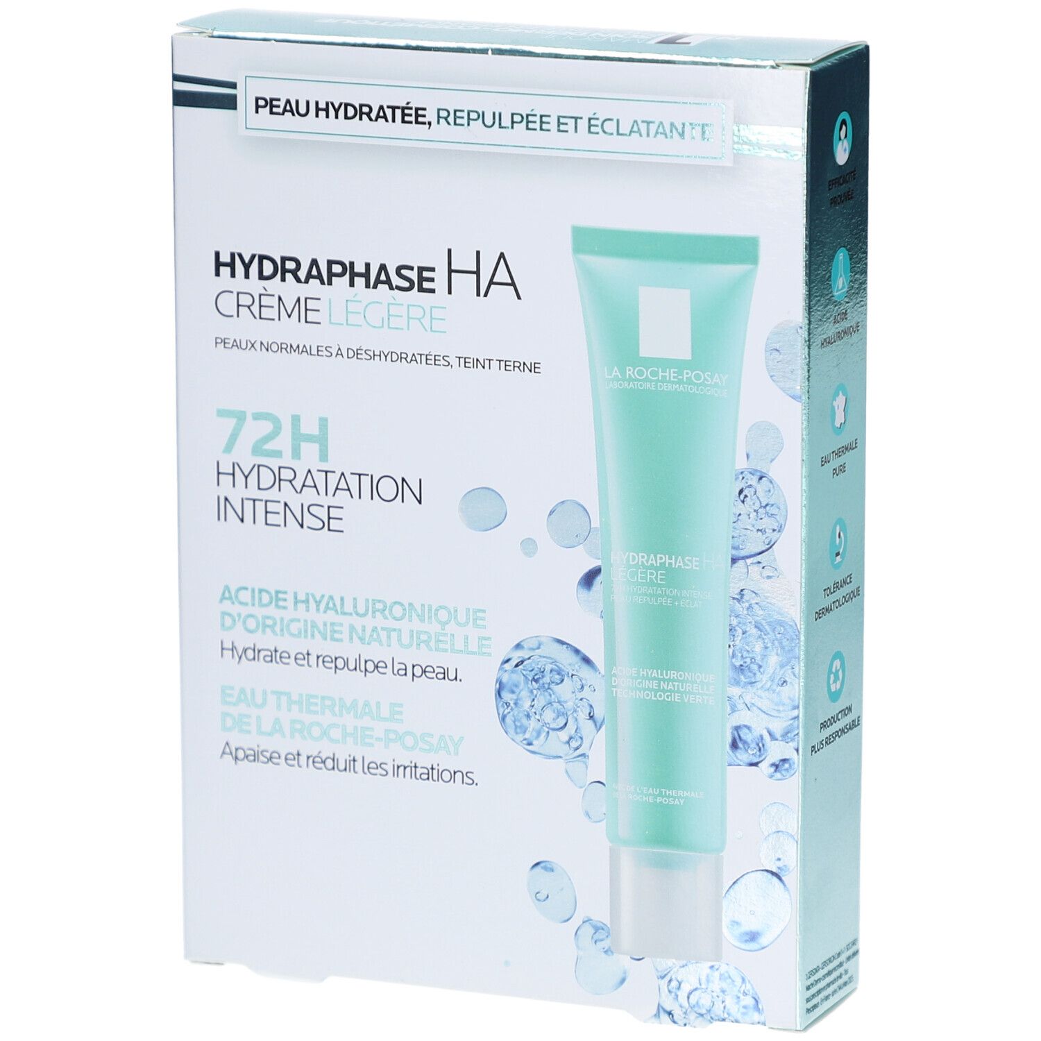 Coffret cadeau avec tube de crème. Le nom du produit, la marque et les caractéristiques du produit sont affichés sur l'emballage.