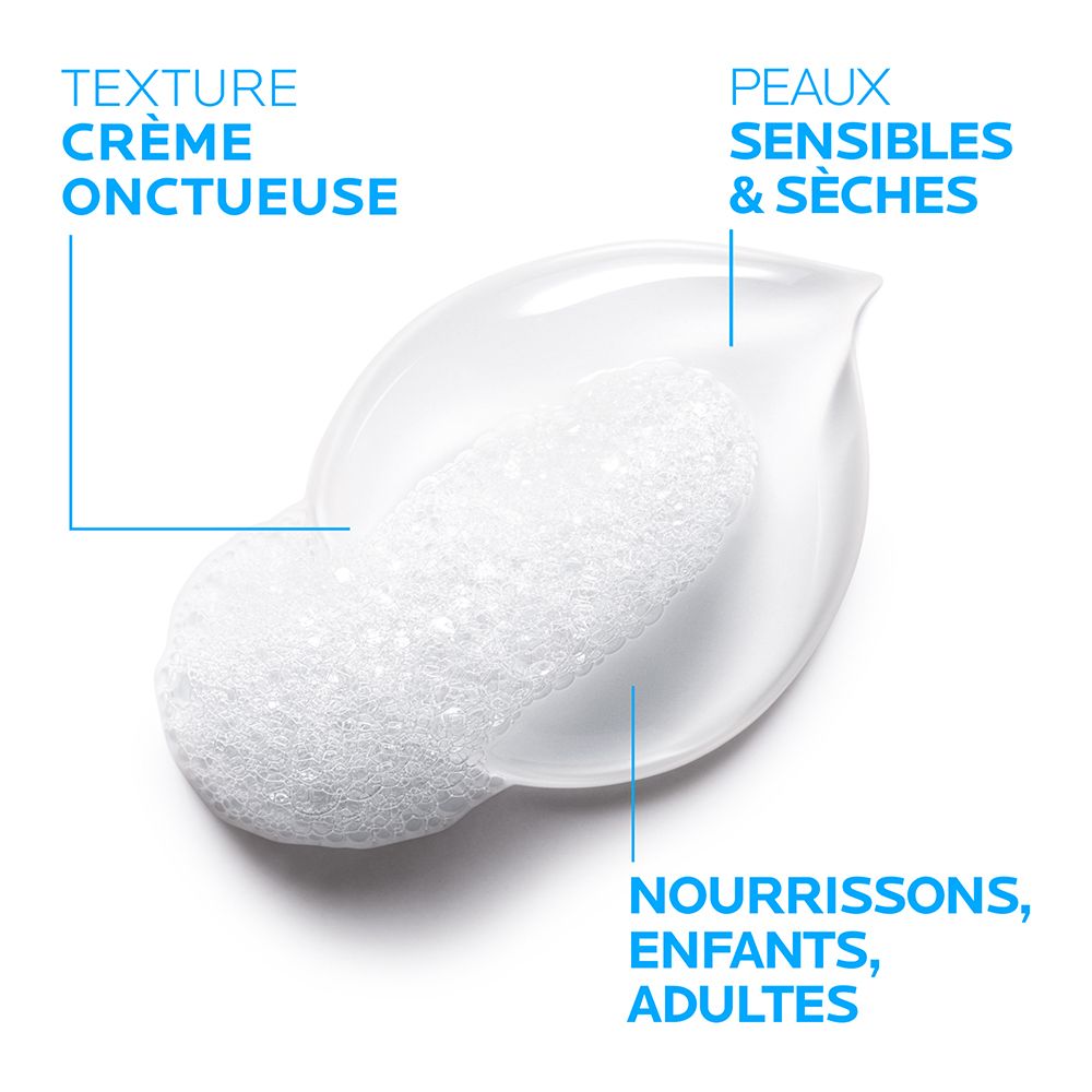 Texture crème onctueuse. Peaux sensibles et sèches. Nourrissons, enfants, adultes. Exemple de produit.