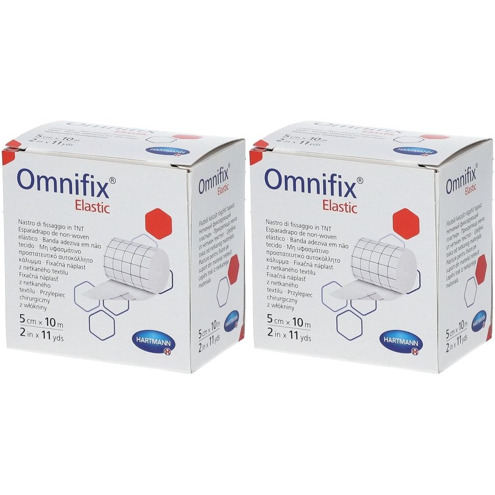 Deux boîtes de Omnifix Elastic. Inscription : 5 cm x 10 m. Marque Hartmann.