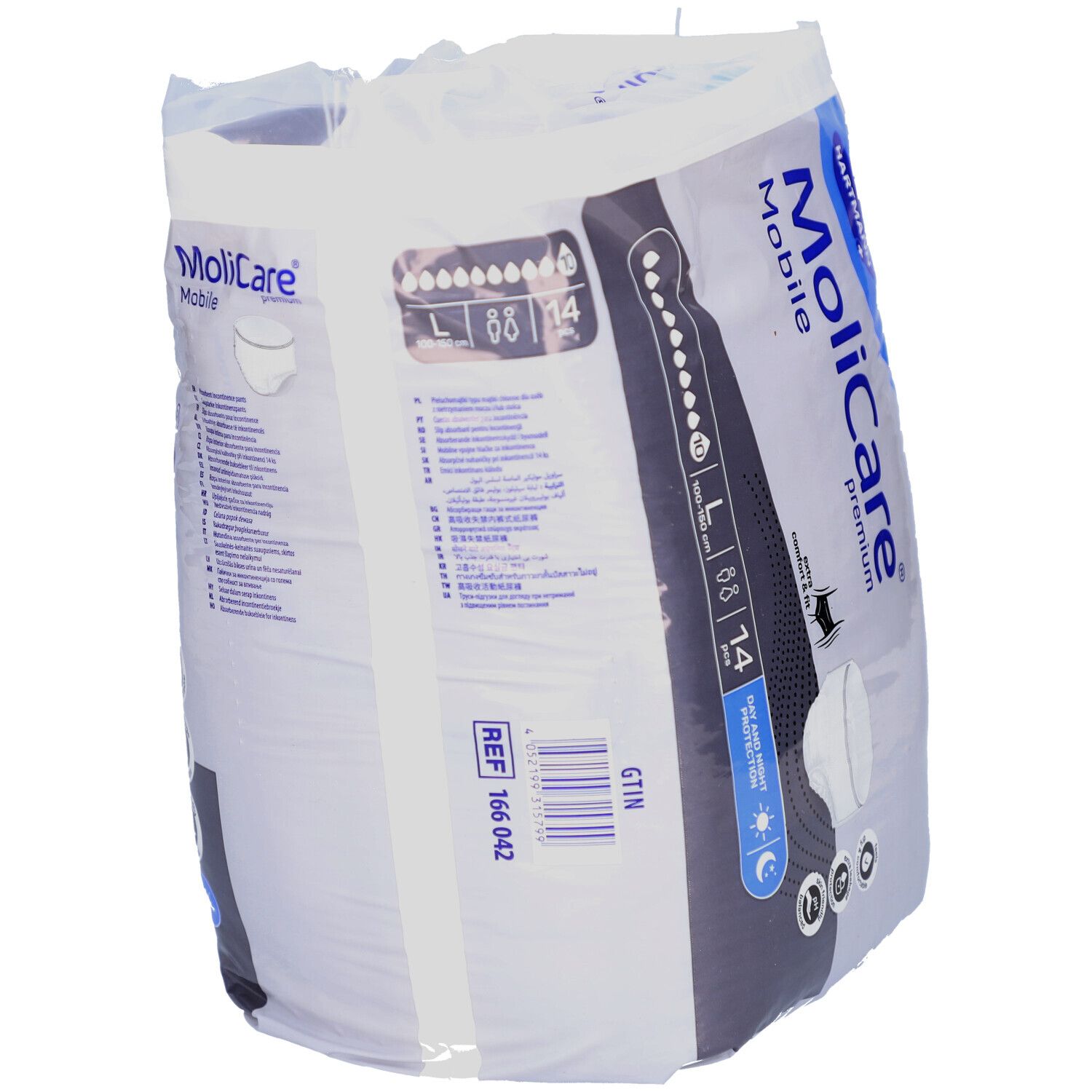 Paquet de MoliCare Mobile Premium, taille L, 14 pièces. Marque Hartmann. Confort et ajustement. Protection jour et nuit.