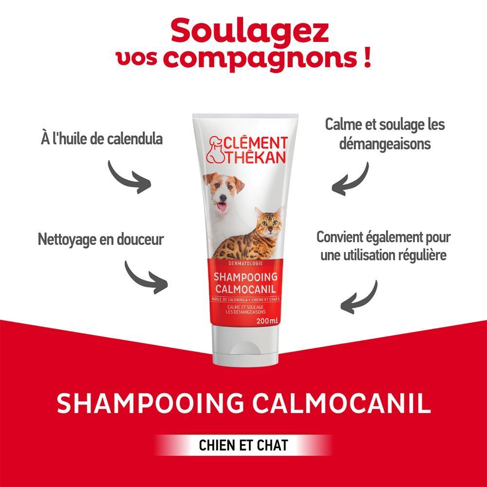 Clément Thékan Shampooing Calmocanil : Calme et soulage les démangeaisons. Nettoyage doux.