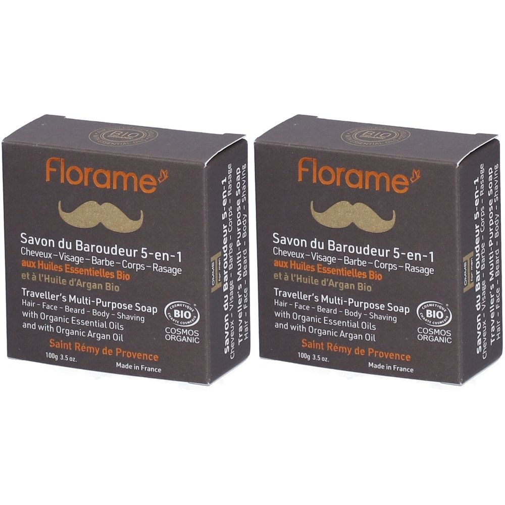 Florame Savon du baroudeur 5 en 1 homme BIO cèdre & argan