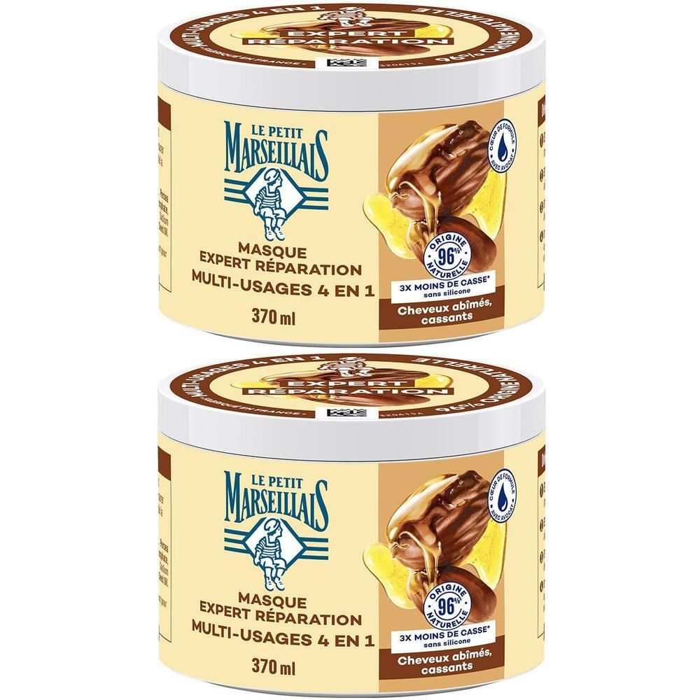 Deux pots LE PETIT MARSEILLAIS Masque Expert Réparation, 370ml.