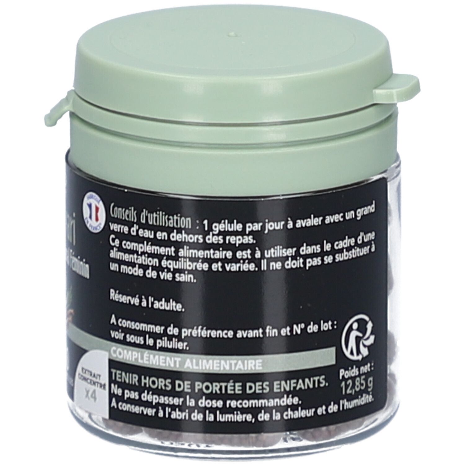 Flacon de Shatavari. Instructions d'utilisation. Équilibre Hormonal Féminin.