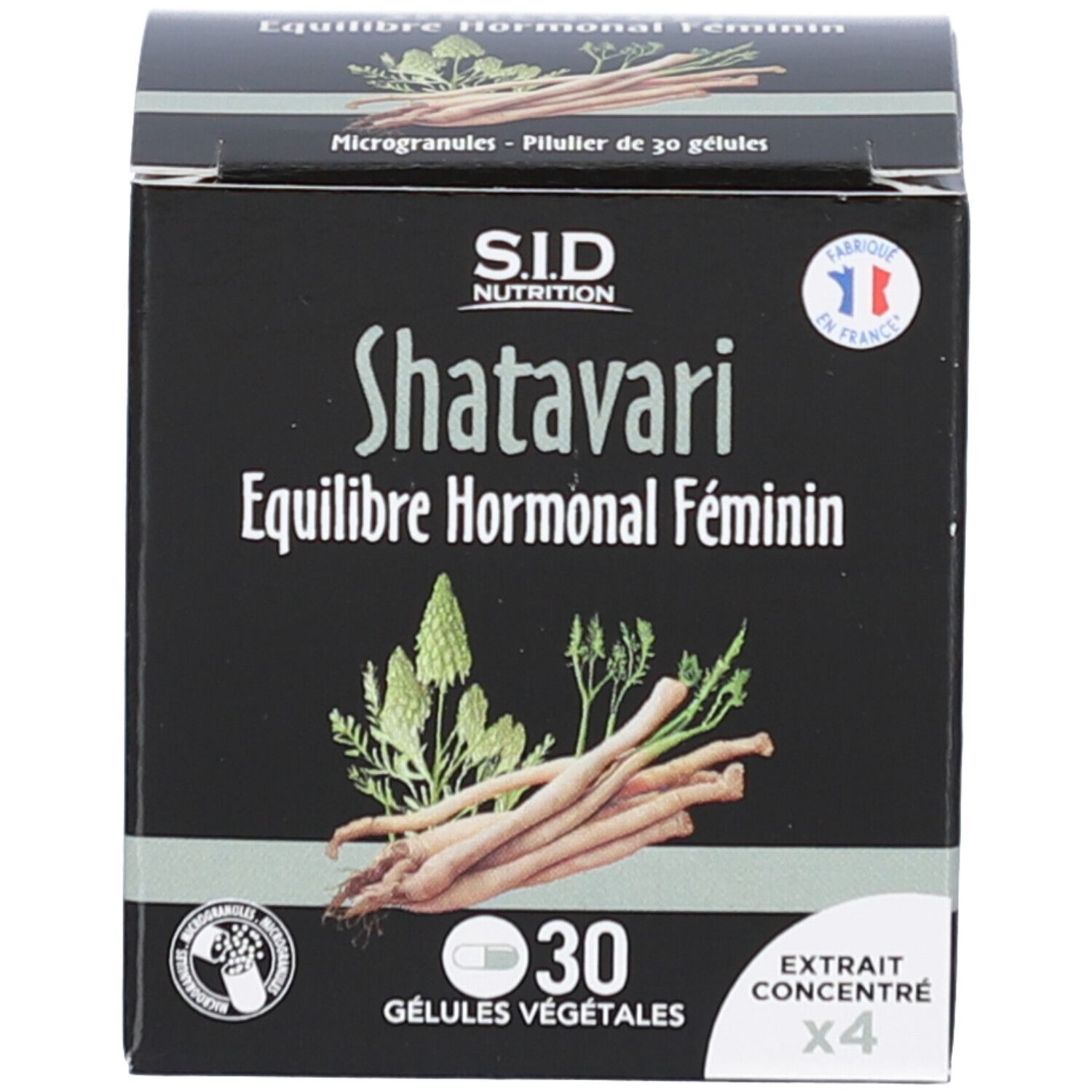 Boîte de Shatavari, Équilibre Hormonal Féminin, 30 gélules. SID Nutrition.