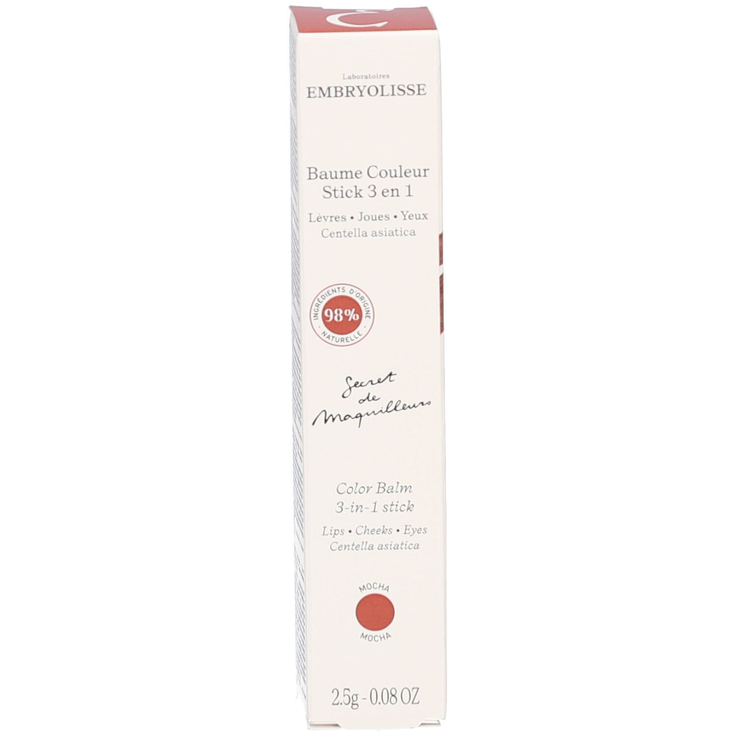 Emballage produit avec bâton. Marque EMBRYOLISSE et nom du produit visibles.