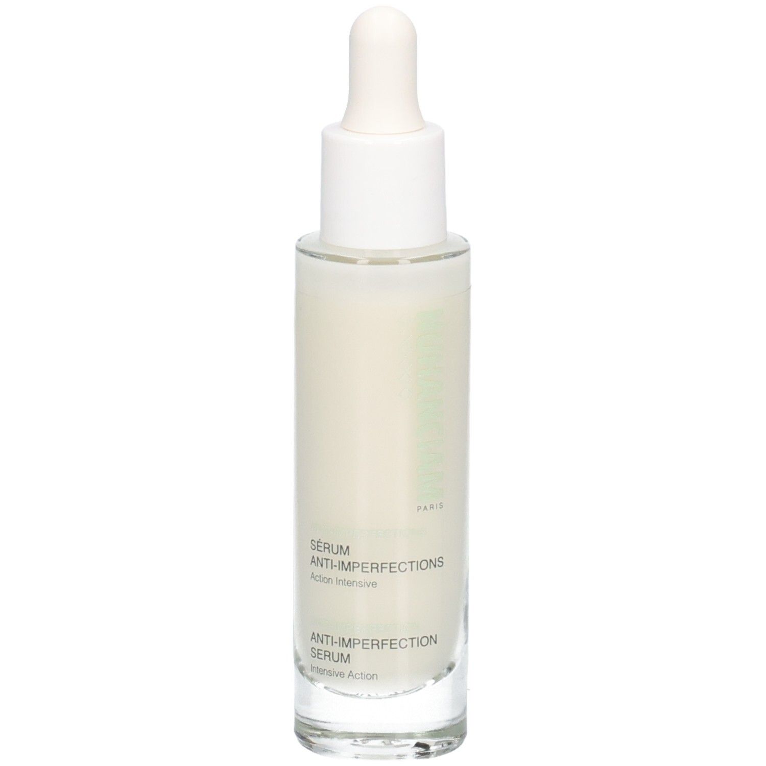 Sérum Anti-Imperfections Nuhanciam dans un flacon en verre avec pipette.