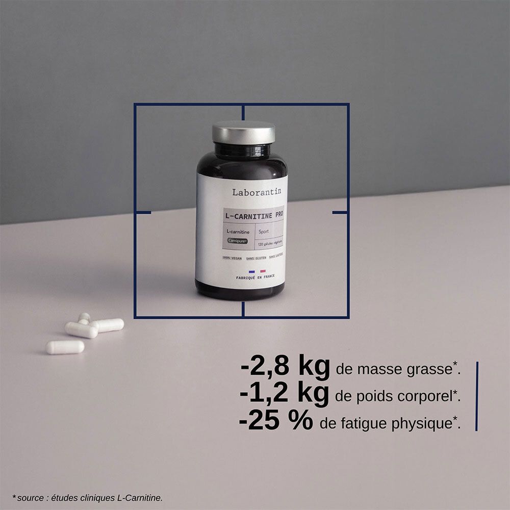 Flacon avec texte et informations sur la perte de poids et la fatigue physique. Texte en français.