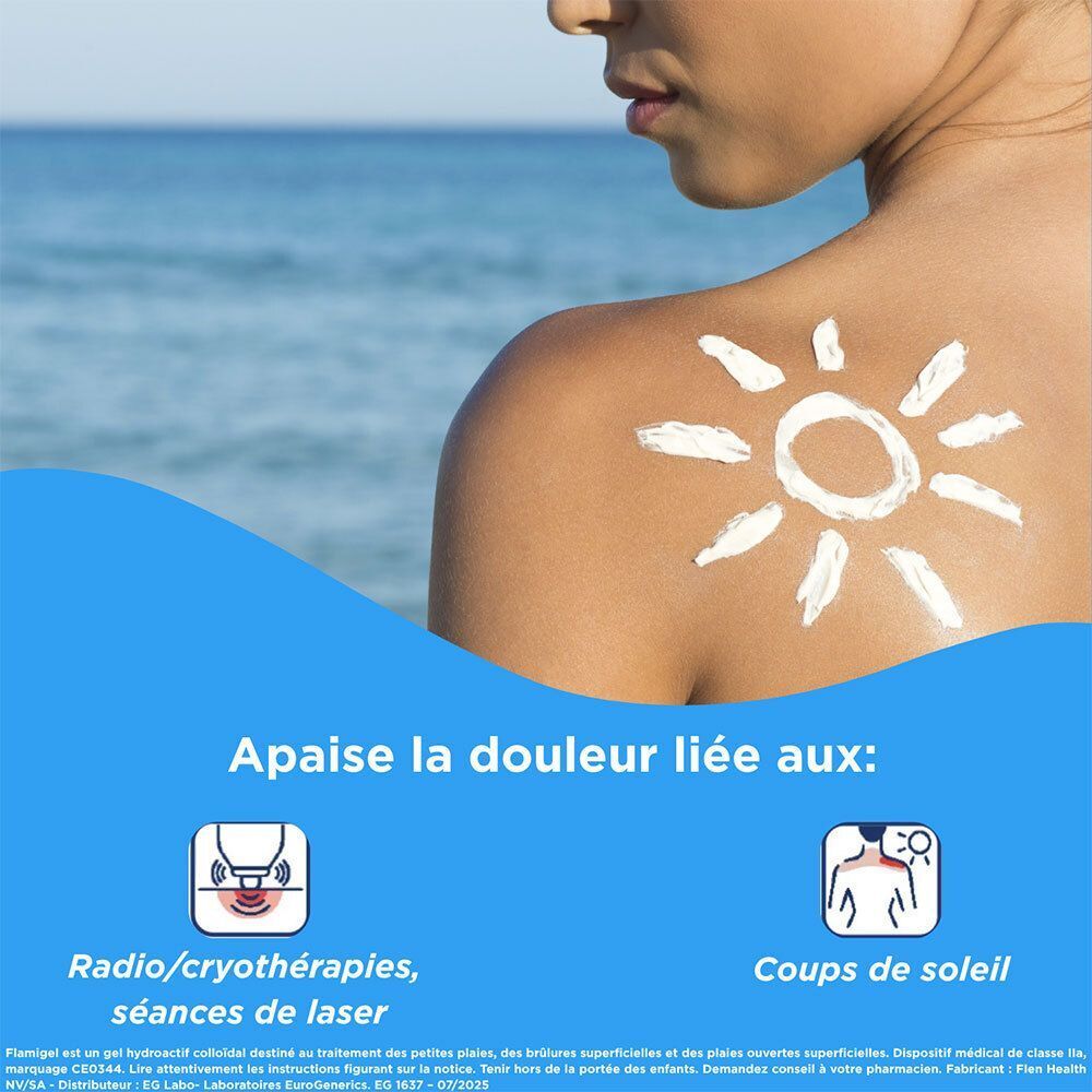 Gel Flamigel : apaise la douleur des coups de soleil et post-laser.