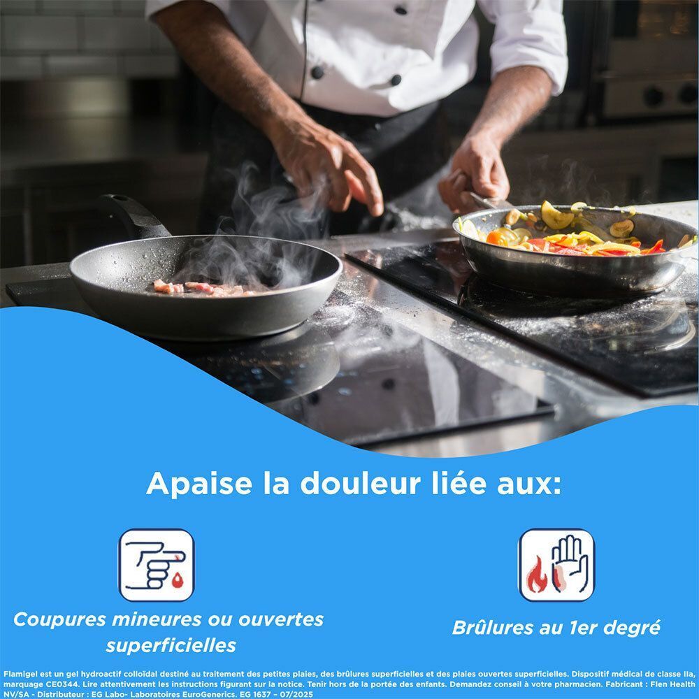 Gel Flamigel : apaise la douleur des coupures et brûlures au 1er degré.