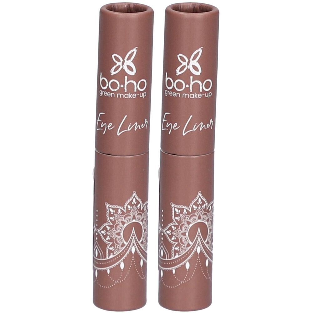 Deux tubes marron avec inscription BOHO Eye Liner et design mandala.