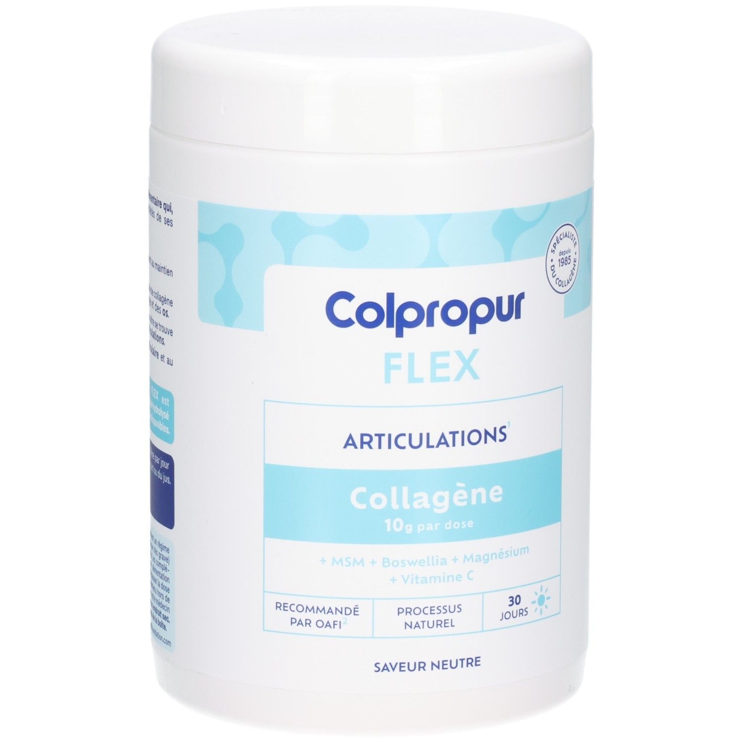 Poudre de collagène Colpropur Flex pour articulations, 10g par dose, avec MSM, Boswellia, Magnésium et Vitamine C.