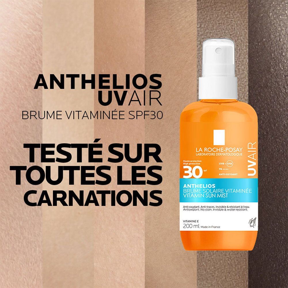 Brume solaire La Roche Posay Anthelios UVAIR SPF30, 200ml. Testé sur toutes les carnations.