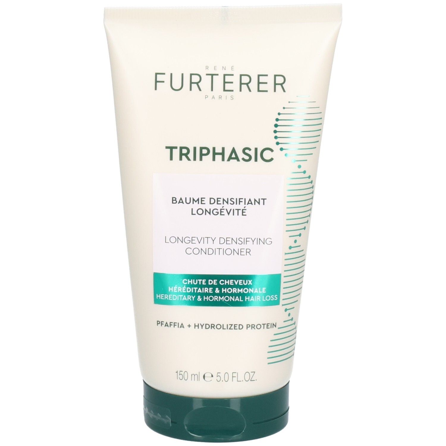 Tube de crème FURTERER TRIPHASIC BAUME DENSITANT LONGEVITE. Vert et blanc. 150 ml.