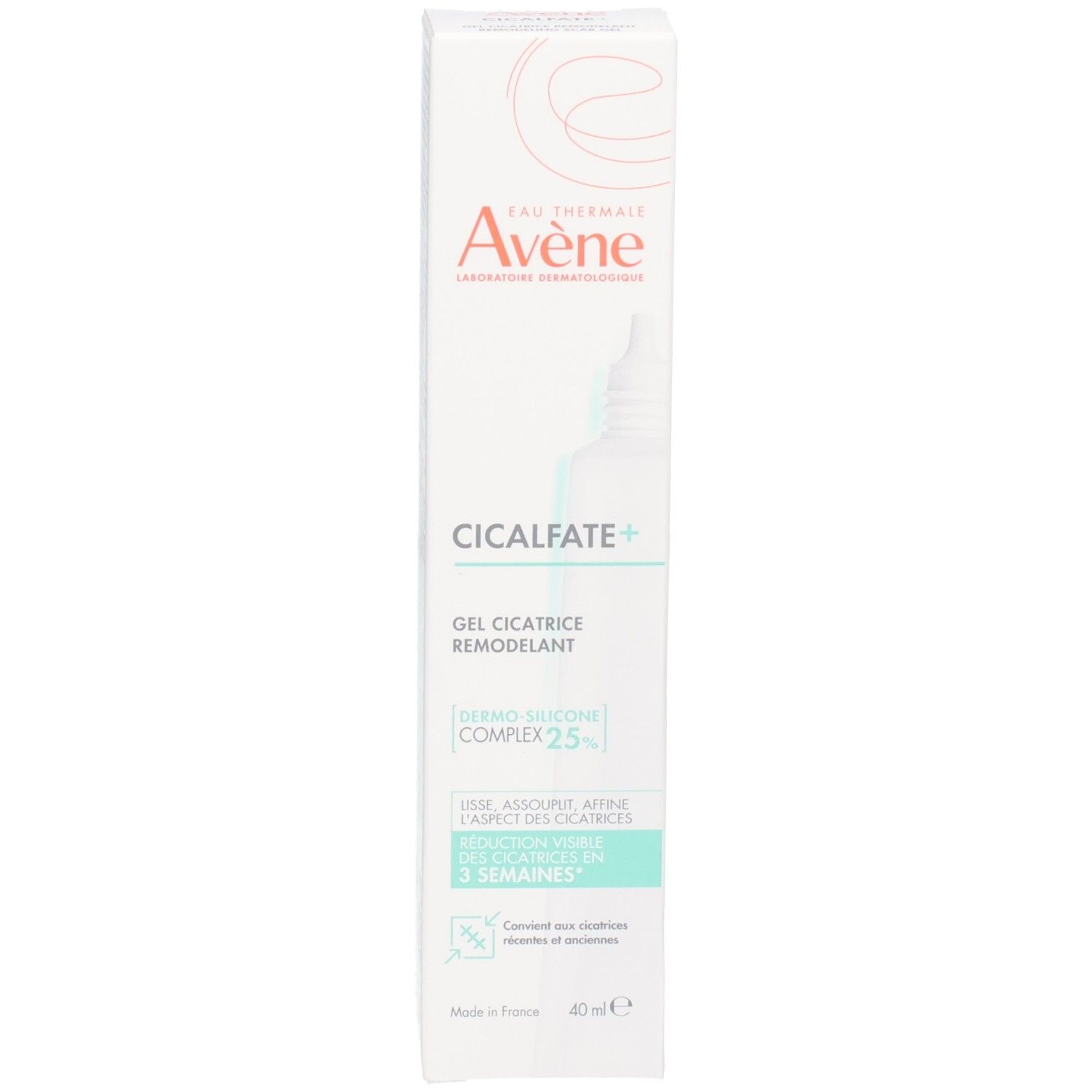 Face avant de la boîte Avène Cicalfate+ Gel Cicatrice.