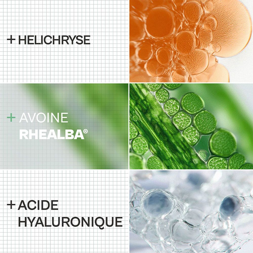 Ingrédients du gel-crème apaisant A-Derma Exomega : Hélichryse, Avoine Rhealba, Acide Hyaluronique.