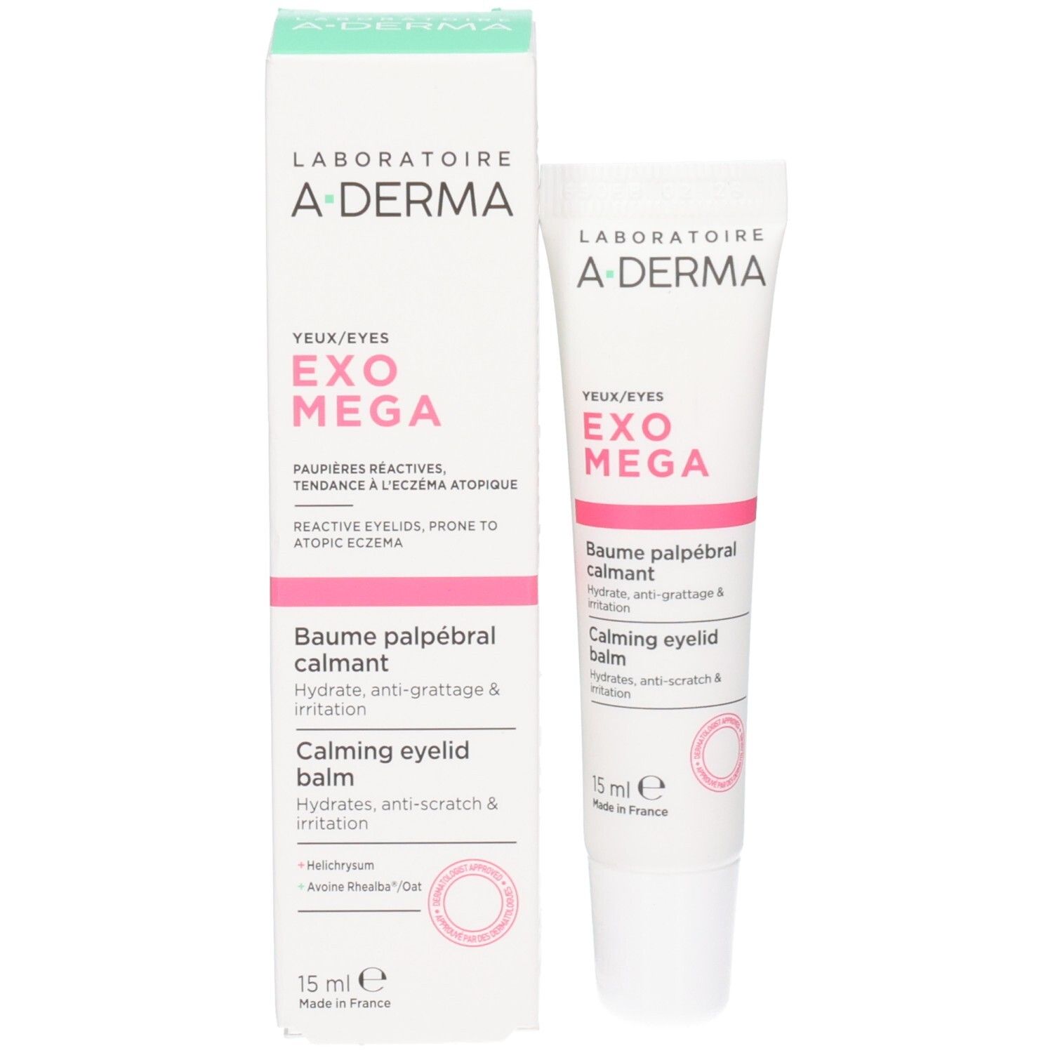 A-Derma Exomega Control baume palpébral calmant et son emballage.