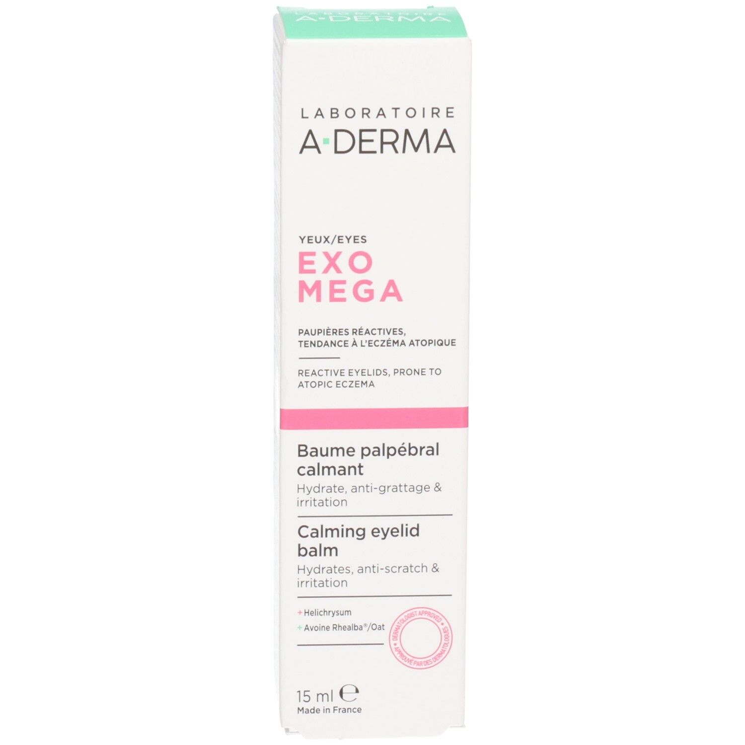 Emballage du baume palpébral calmant A-Derma Exomega Control.