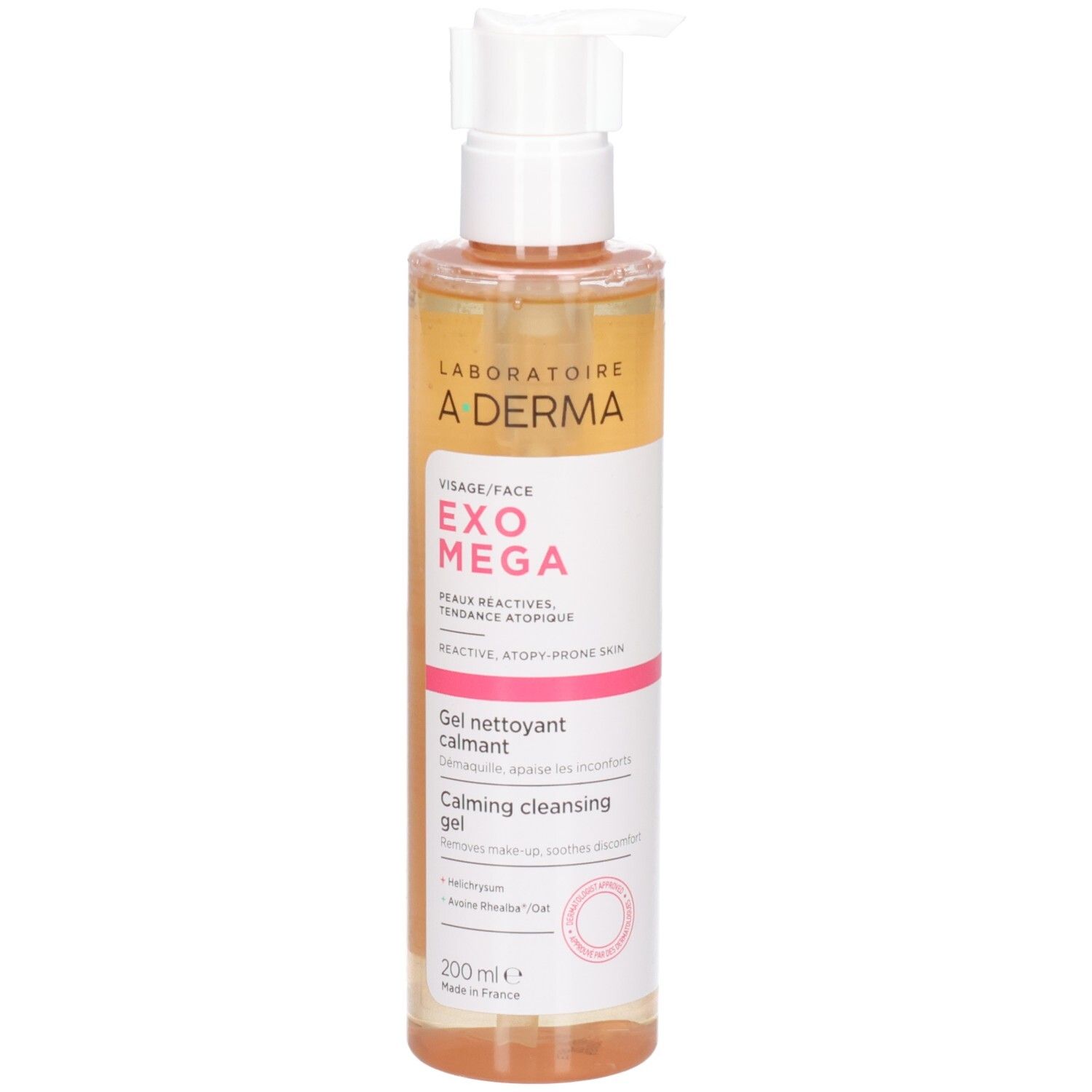 Gel nettoyant calmant A-Derma Exomega avec pompe.