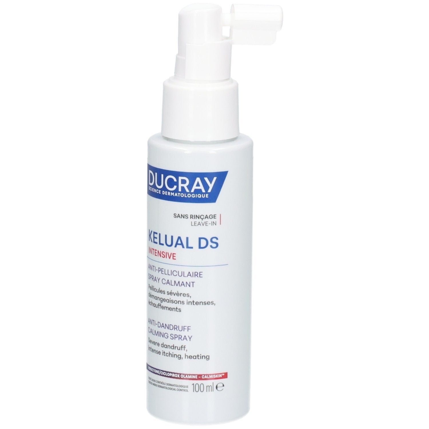 Ducray Kelual DS Spray Intensif : flacon blanc avec applicateur, 100ml.