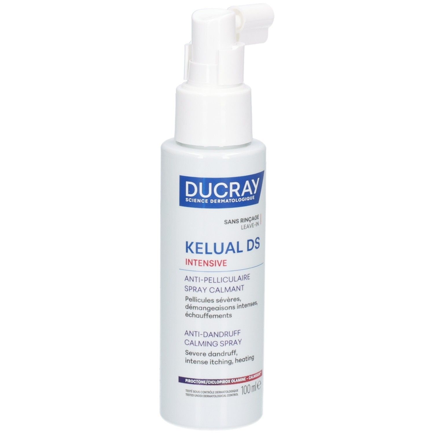Ducray Kelual DS Spray Intensif : flacon blanc avec applicateur, 100ml.