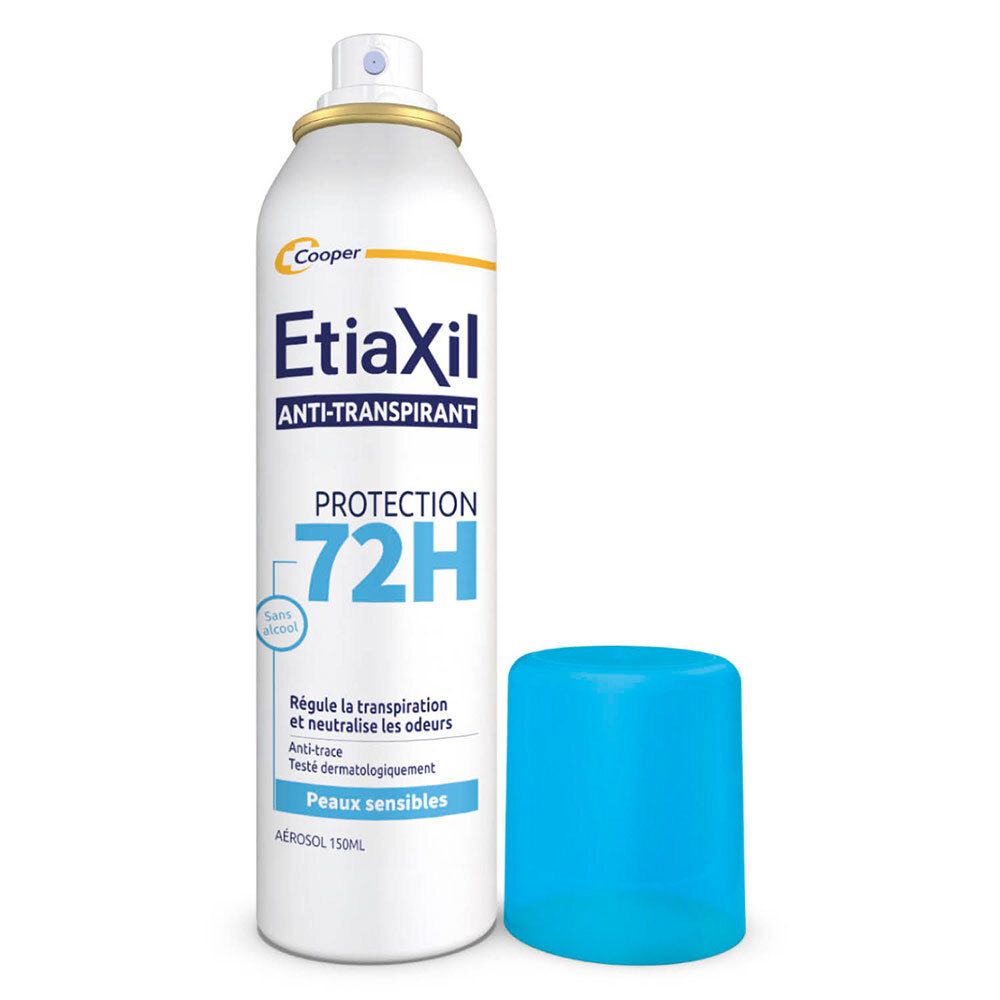 Etiaxil Anti-Transpirant Aérosol 72H, bouchon retiré.