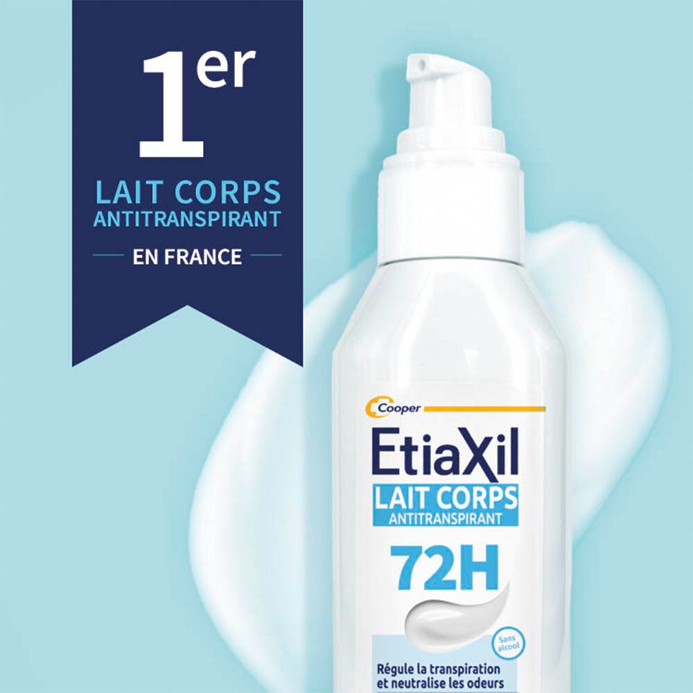 Etiaxil Lait Corps Anti-transpirant 72h, "1er en France".