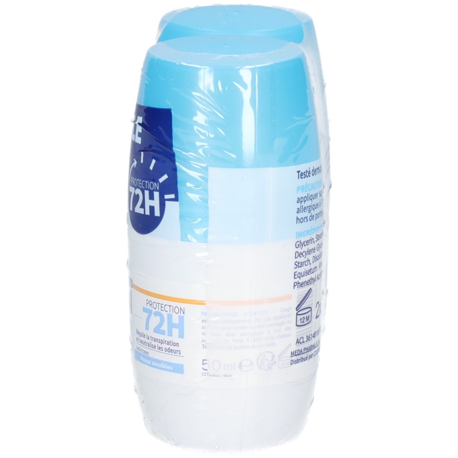 Deux roll-ons sous film plastique. Inscription "OFFRE SPÉCIALE Lot de 2". Texte: "ANTI-TRANSPIRANT".