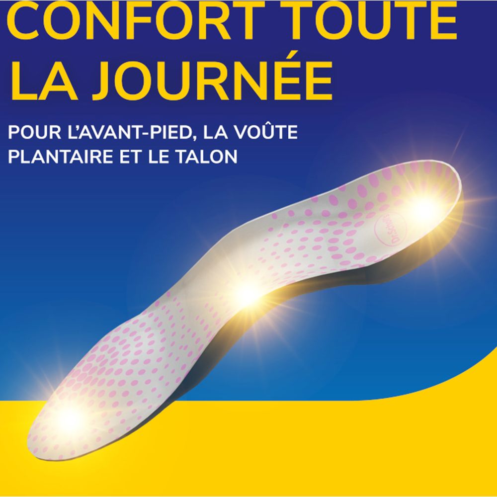 Une semelle intérieure blanche avec des points roses et des reflets lumineux, conçue pour le confort.