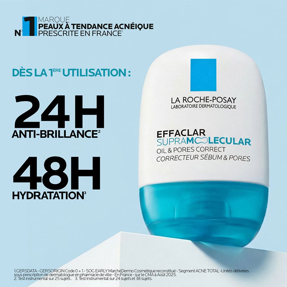 La Roche-Posay Effaclar : 24h anti-brillance, 48h hydratation.