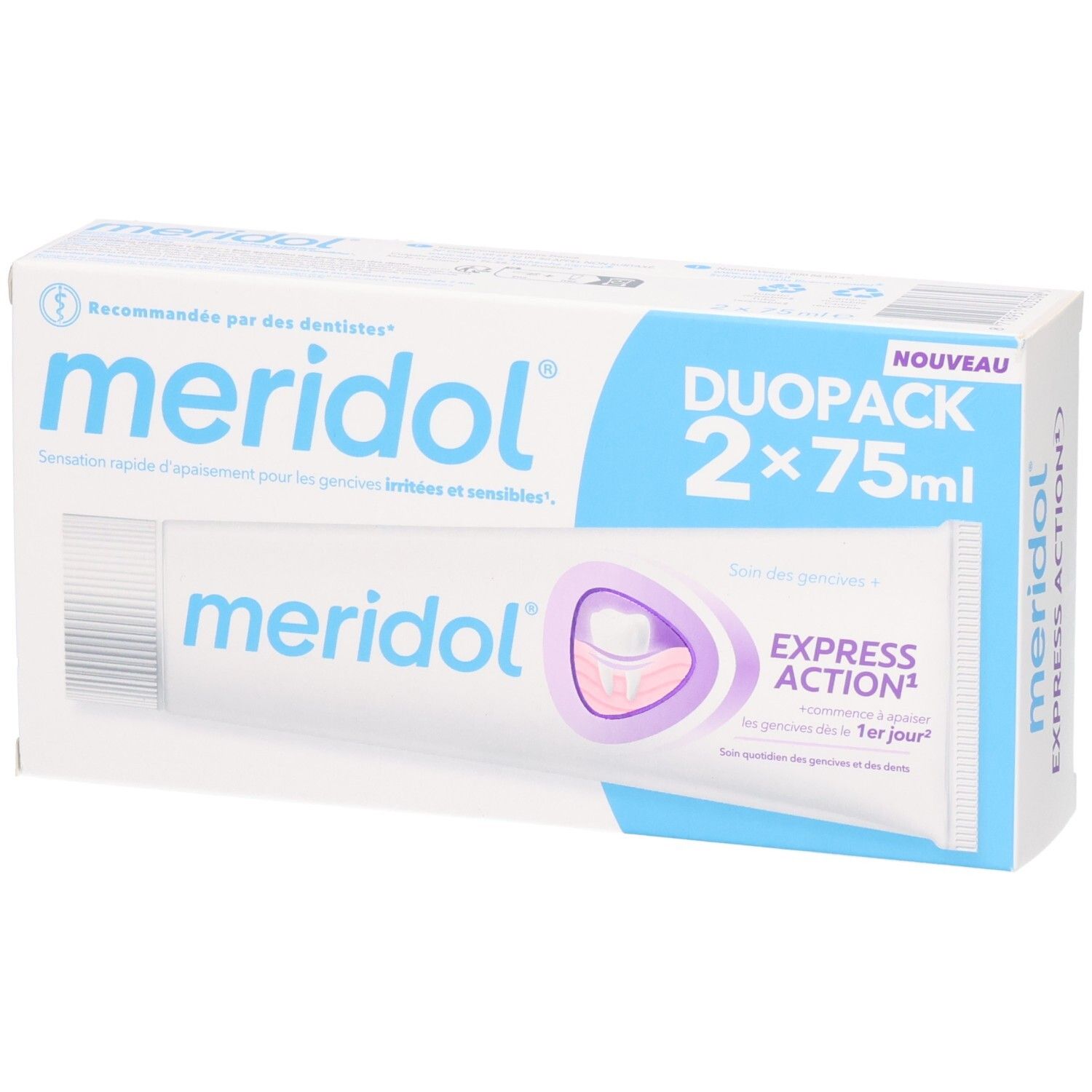 Meridol Duopack dentifrice, 2x75ml.