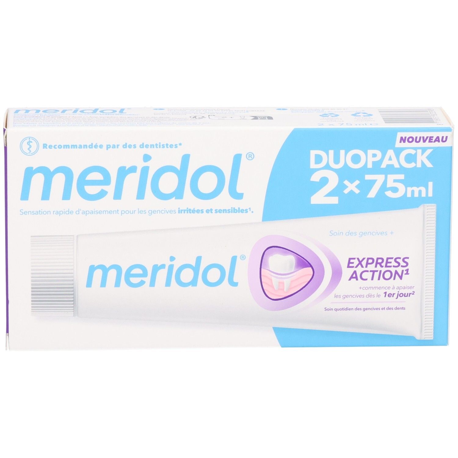 Meridol Duopack dentifrice, 2x75ml.
