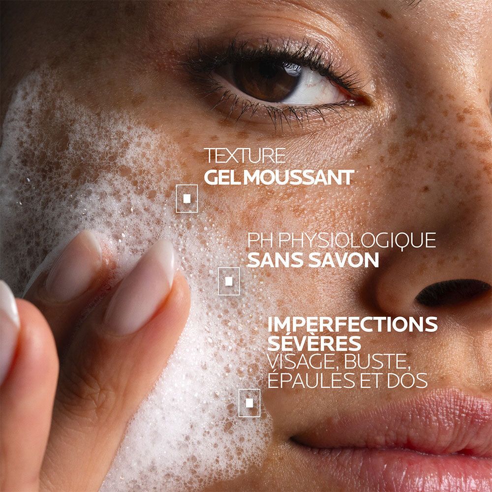 Nettoyant visage gel moussant, formule pH physiologique.