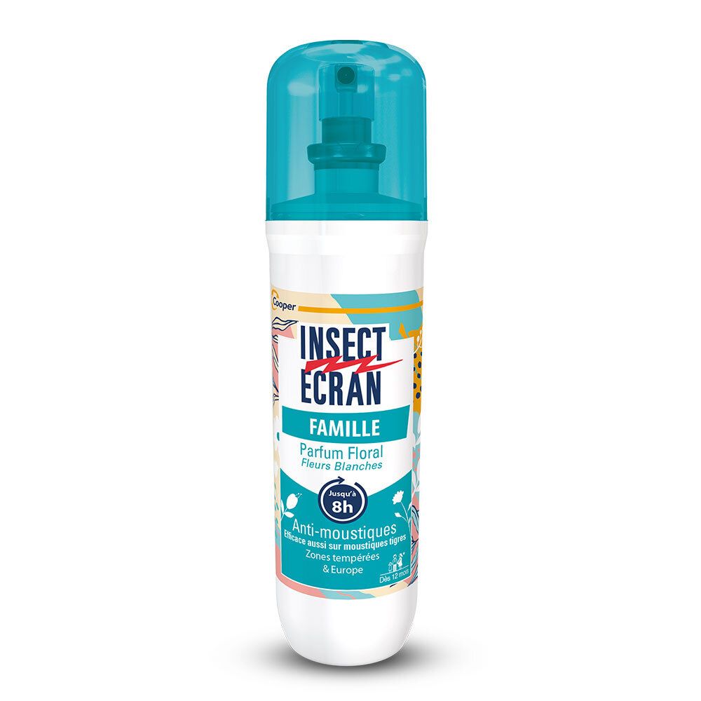 Insect Ecran Famille Spray parfum floral, protection 8h contre les moustiques.