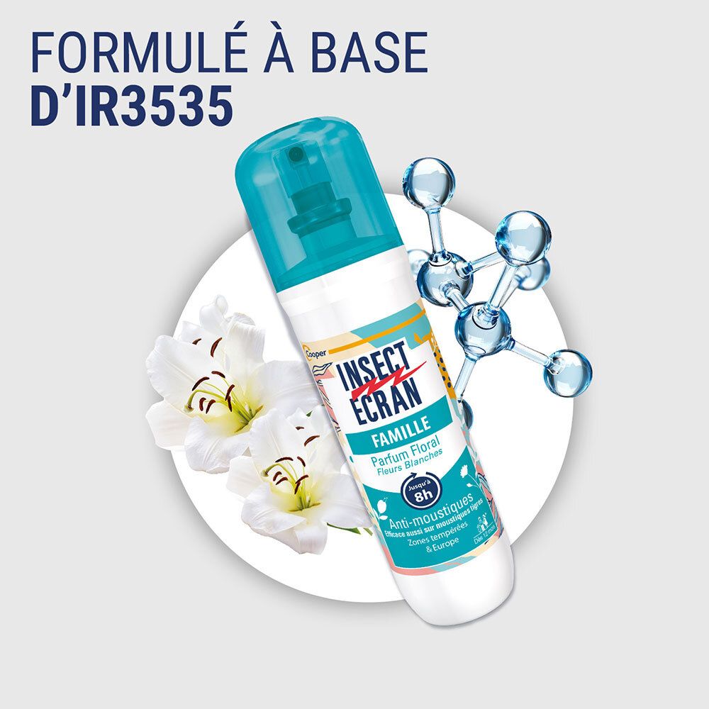 Insect Ecran Famille Spray parfum floral, formulé à base d'IR3535.