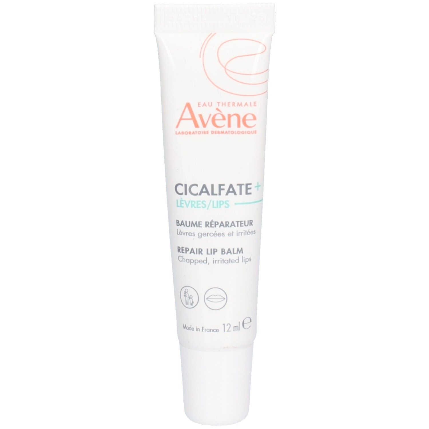Tube blanc "AVENE CICALFATE+ LÈVRES/LIPS". Baume réparateur lèvres. 12ml.