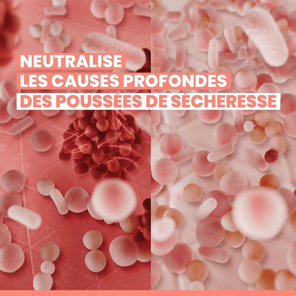Représentation graphique de cellules. Texte: Neutralise les causes profondes des poussées de sécheresse.