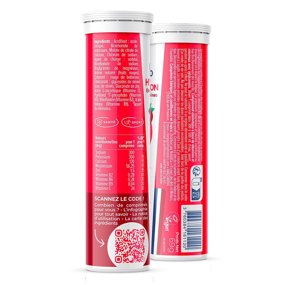 Dos de la tube blanche. Liste des ingrédients, informations nutritionnelles, code QR. Logo vegan. Poids : 69g.