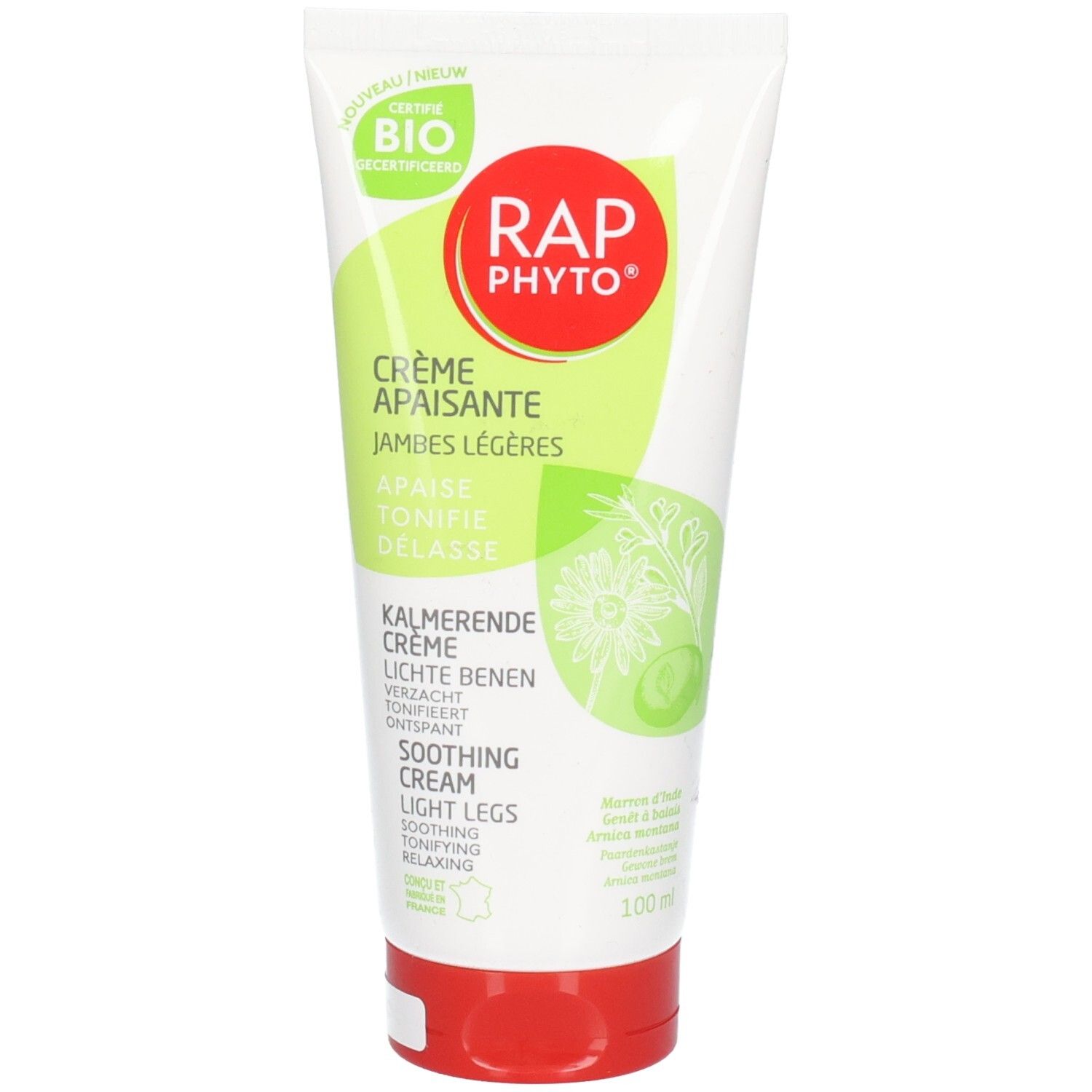 Crème bio RAP Phyto Jambes Légères, apaisante, tonifiante, relaxante. 100ml.