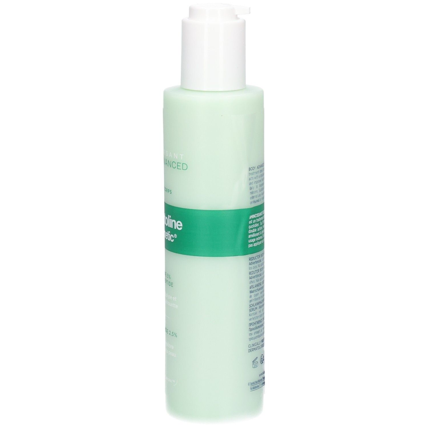 Vue latérale du flacon de Sérum Corps Somatoline Cosmetic Amincissant Body Advanced.
