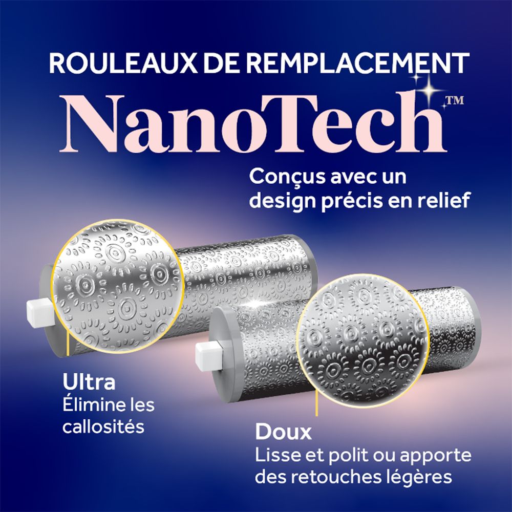 Gros plan de deux recharges NanoTech. Texte : 'Ultra' et 'Doux'.