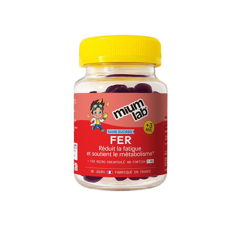 Gummies Mium Lab Fer Enfants, sans sucre, boîte de 30.