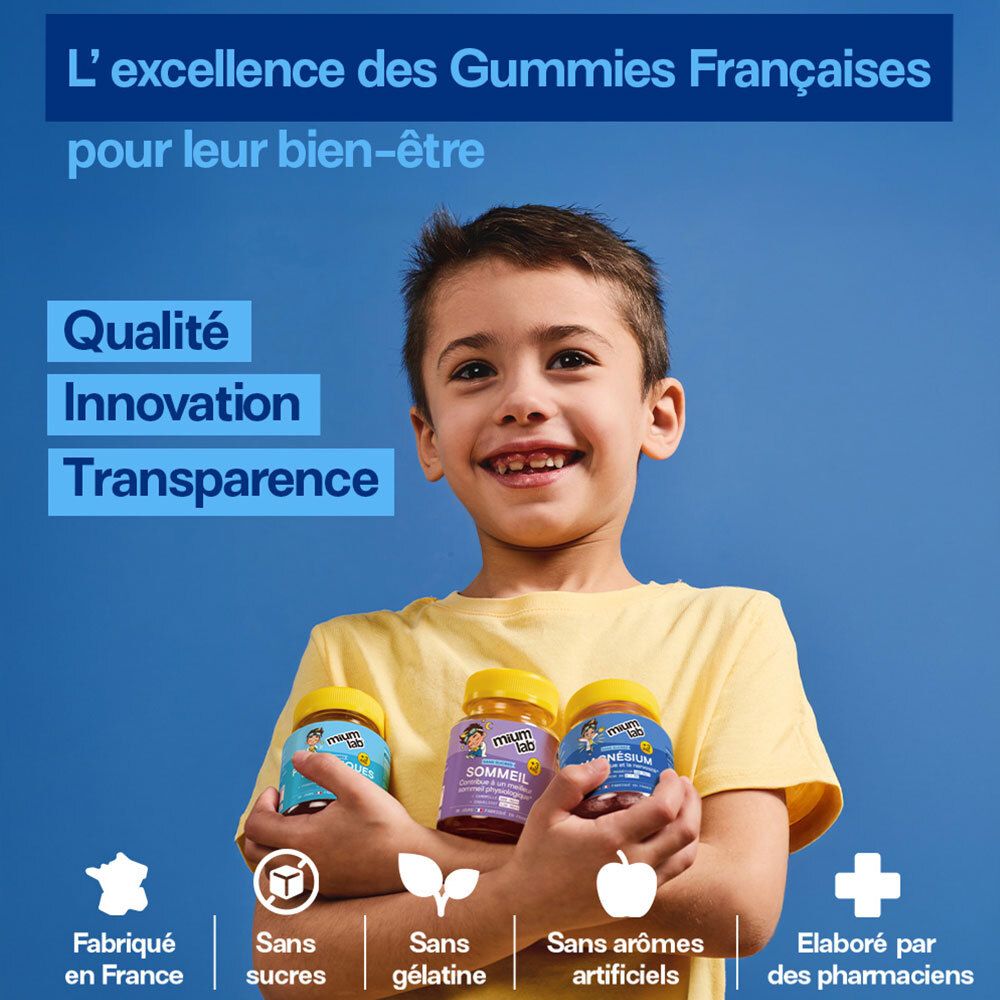Mium Lab Gummies Multivitamines Enfants, 30 gummies, sans sucres.