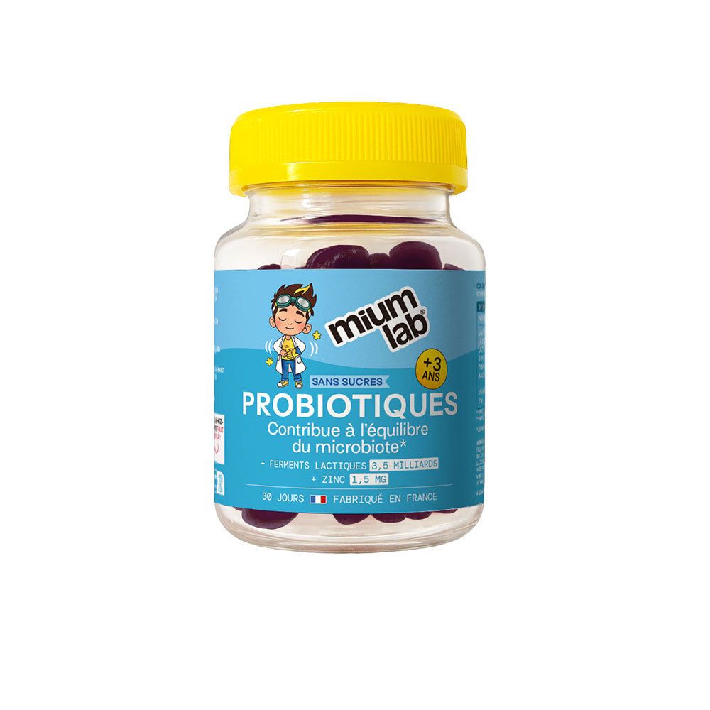Mium Lab Gummies Probiotiques Enfants, 30 gummies, sans sucres.