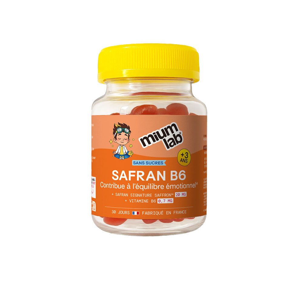 Mium Lab Safran B6 Gummies Enfants, flacon de 30 gummies.