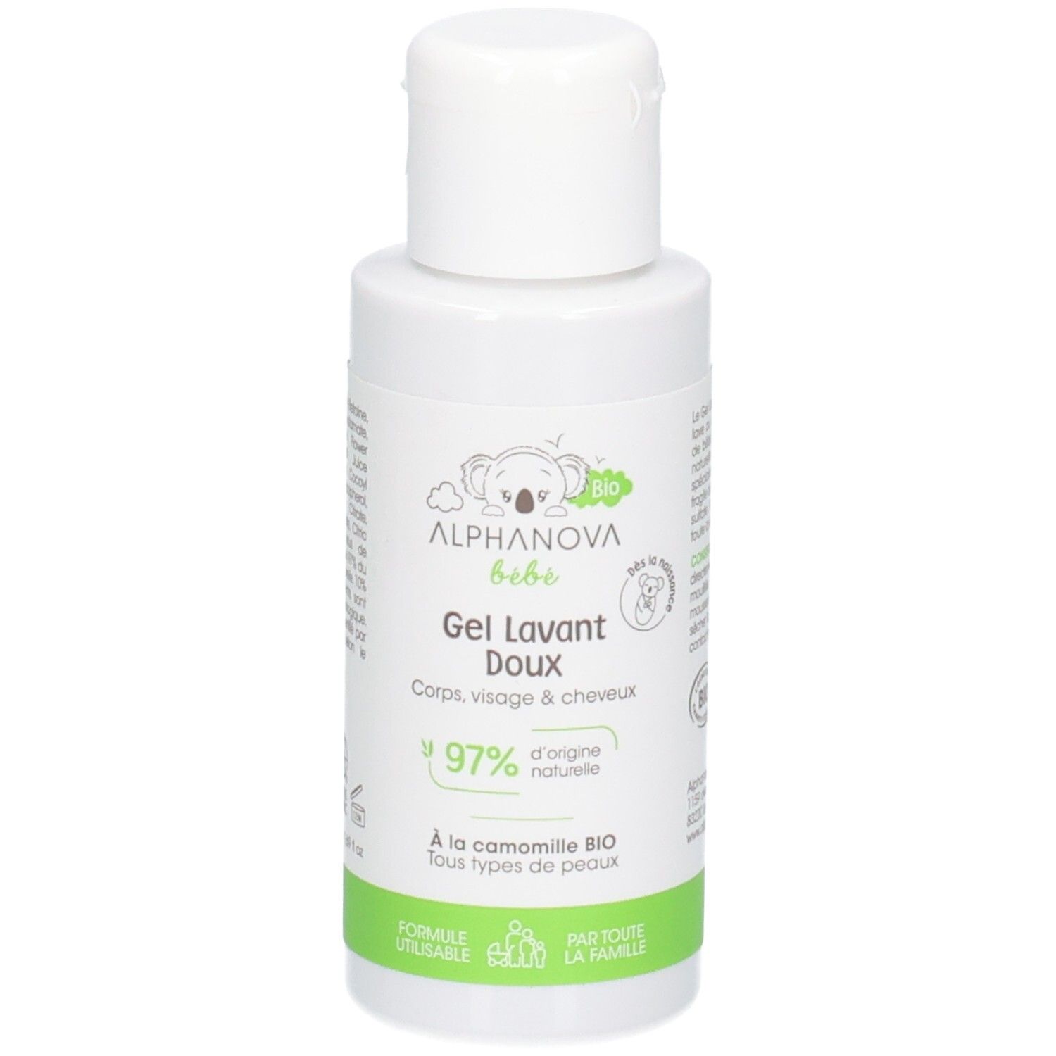 ALPHANOVA BB Gel Lavant Doux: Nettoyant doux pour corps, visage et cheveux. 97% d'origine naturelle.