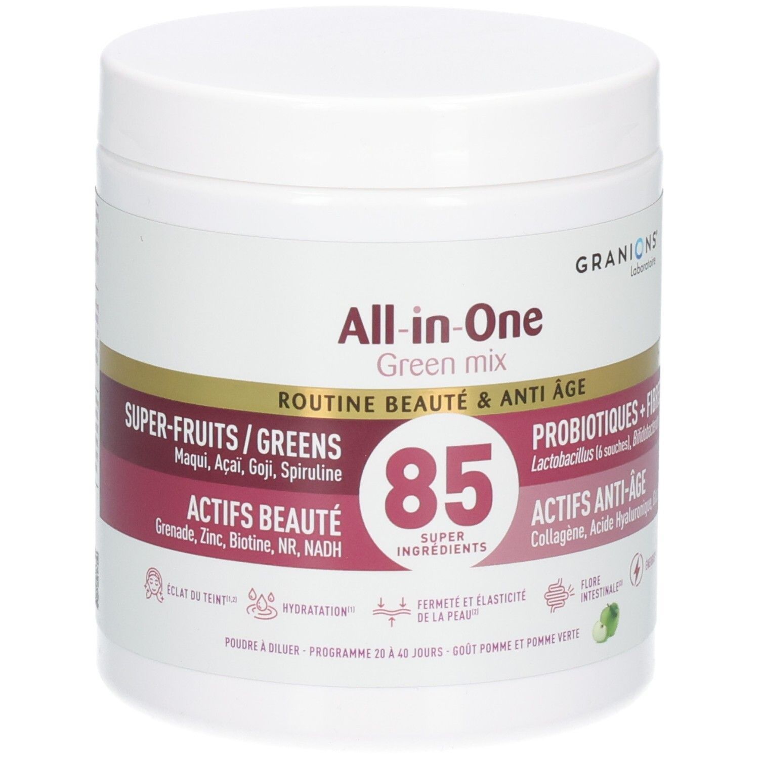 Pot Granions All-in-One Green Mix, mélange Super-Fruits et Anti-Âge.